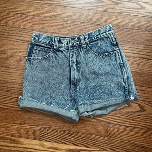 Vintage acid wash denim shorts